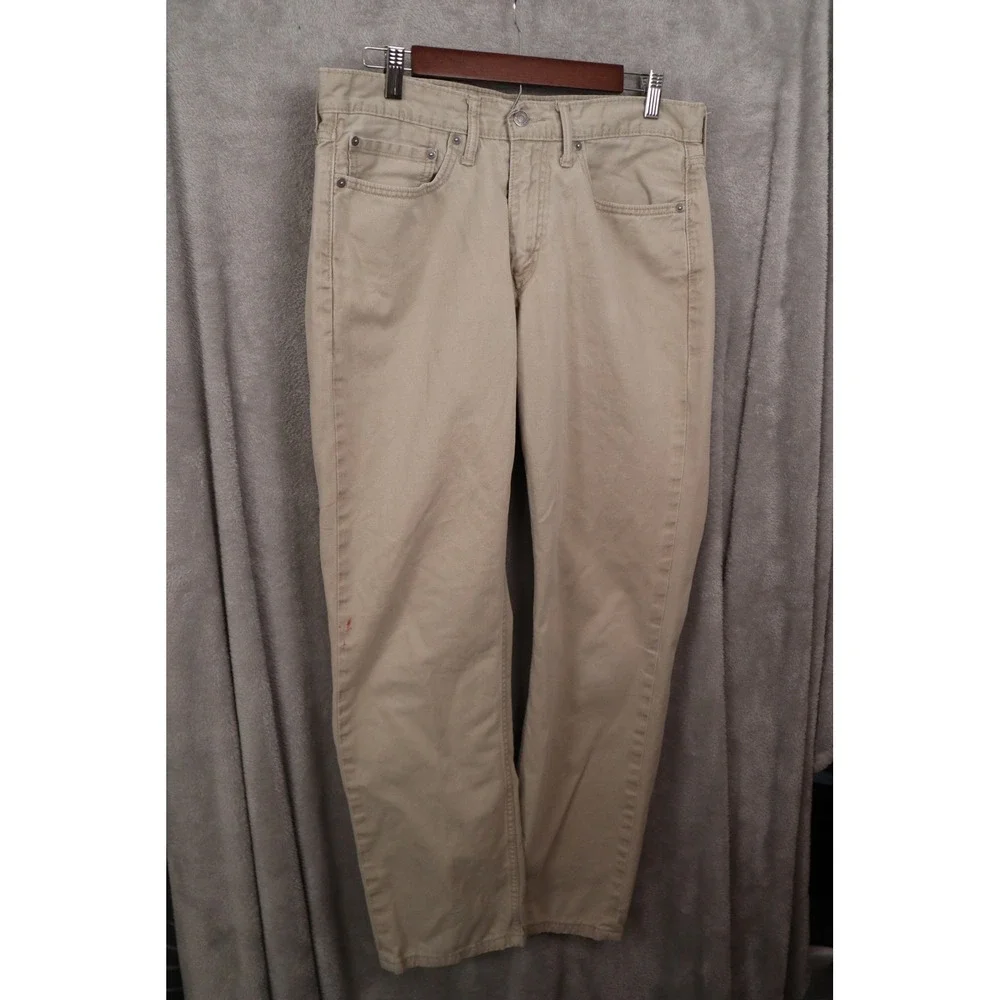 Levis 514 Straight Fit Pants Mens 34x32 Tan Khaki Cotton Twill 00514-0407